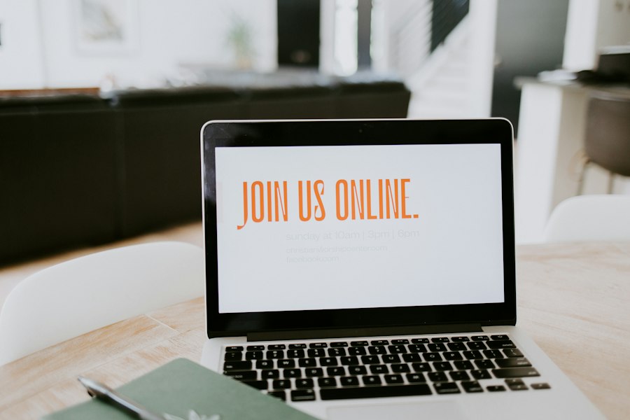 Online live session on a laptop